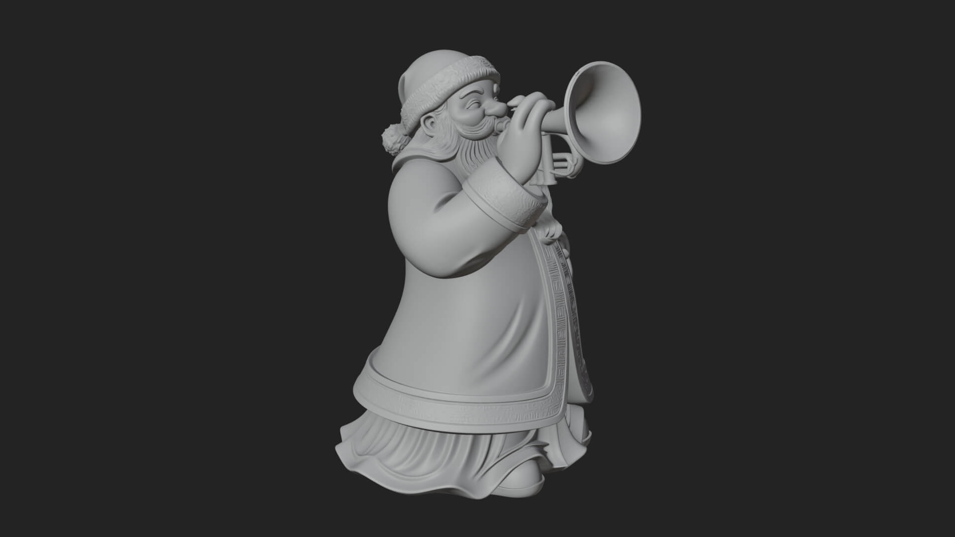 Trumpet Playing Santa Statue Design 1 3D Print Model 3D Model