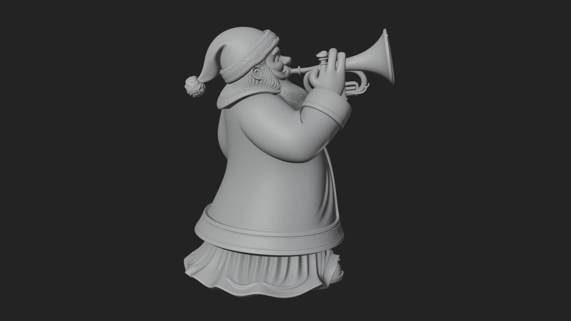 Trumpet Playing Santa Statue Design 1 3D Print Model 3D Model