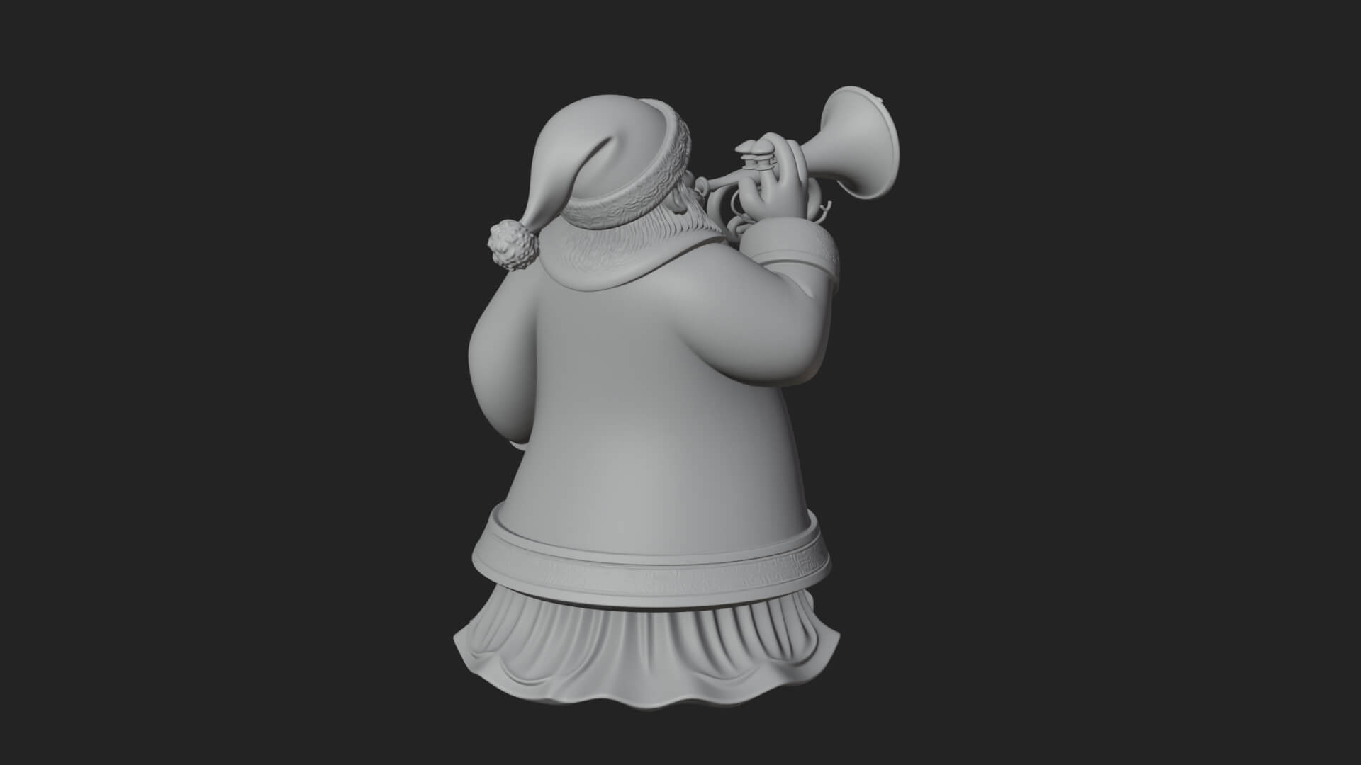 Trumpet Playing Santa Statue Design 1 3D Print Model 3D Model