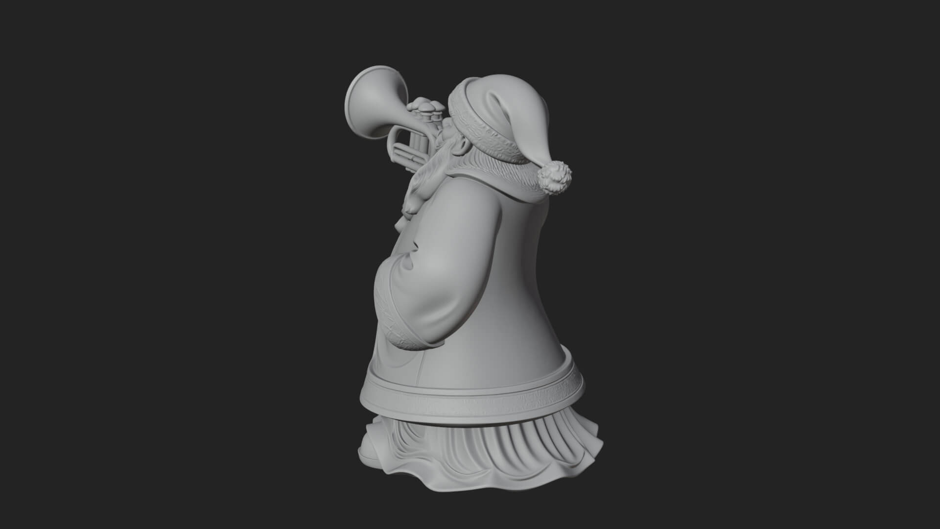 Trumpet Playing Santa Statue Design 1 3D Print Model 3D Model