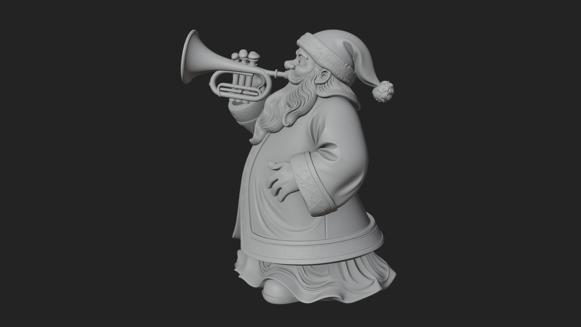 Trumpet Playing Santa Statue Design 1 3D Print Model 3D Model