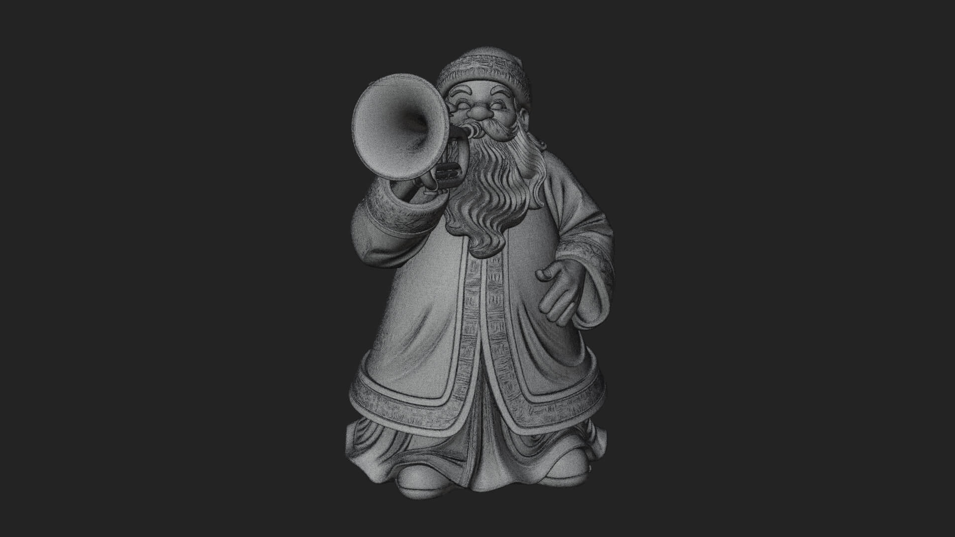 Trumpet Playing Santa Statue Design 1 3D Print Model 3D Model