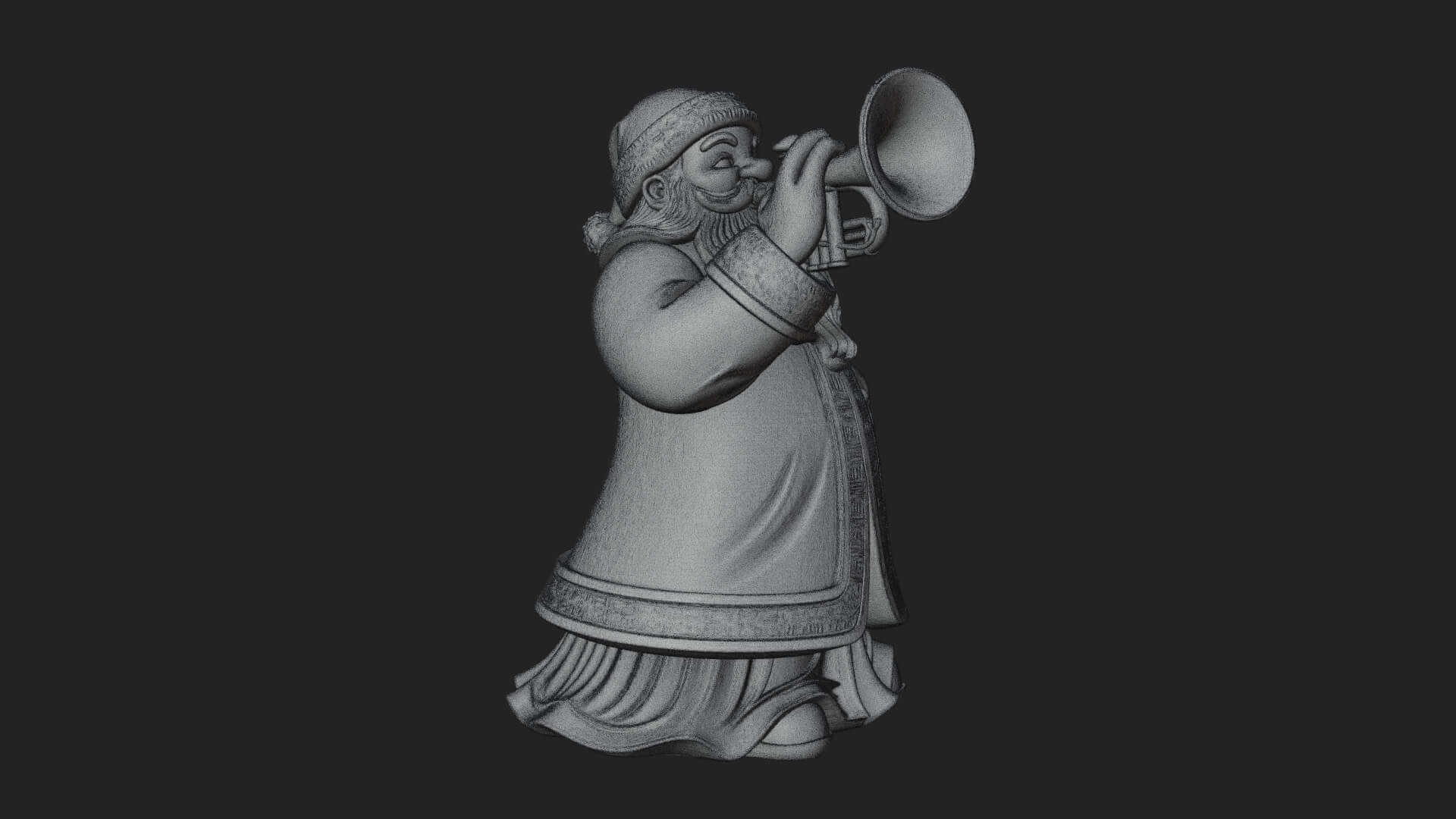Trumpet Playing Santa Statue Design 1 3D Print Model 3D Model