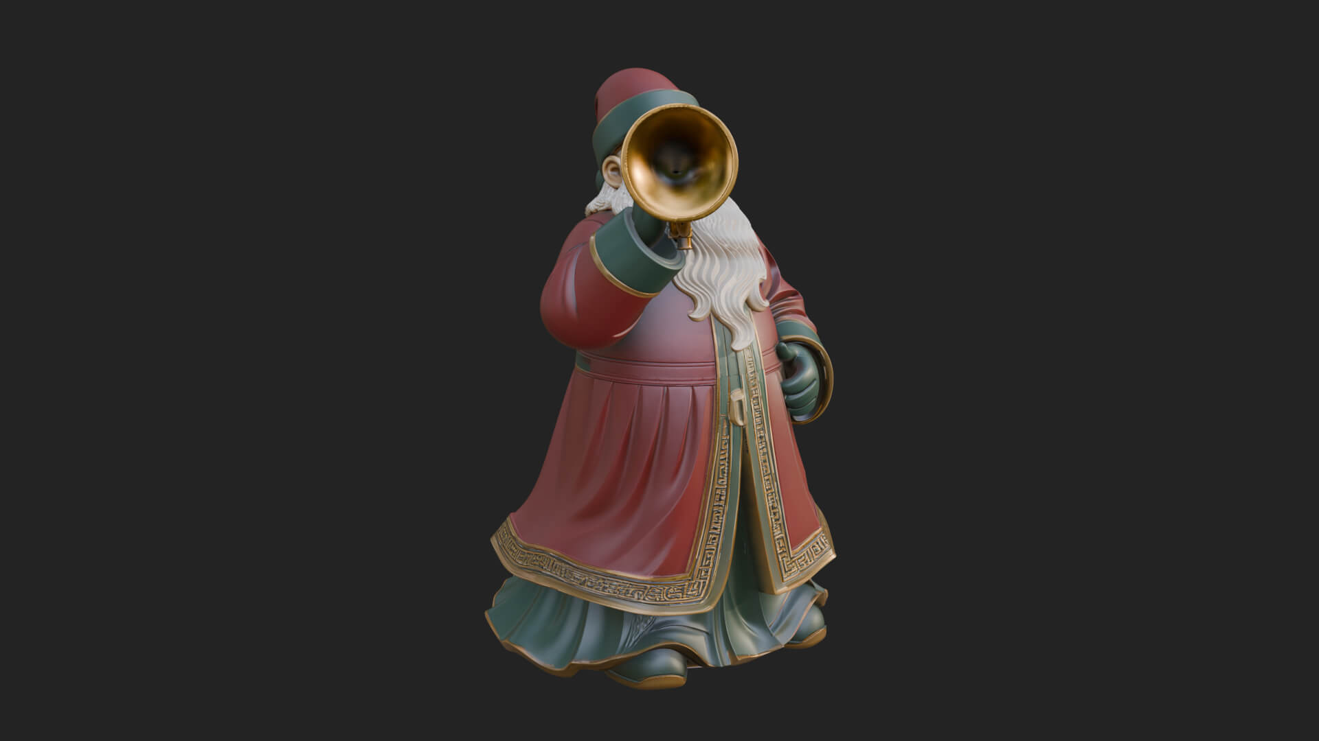 Trumpet Playing Santa Statue Design 2 3D Print Model 3D Model