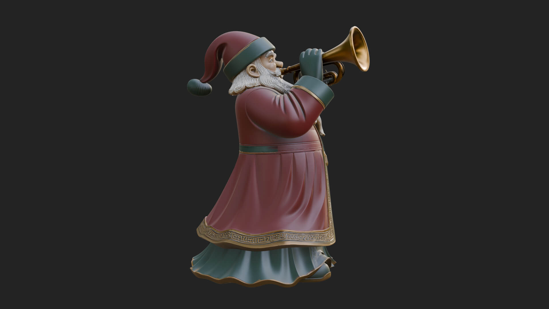 Trumpet Playing Santa Statue Design 2 3D Print Model 3D Model