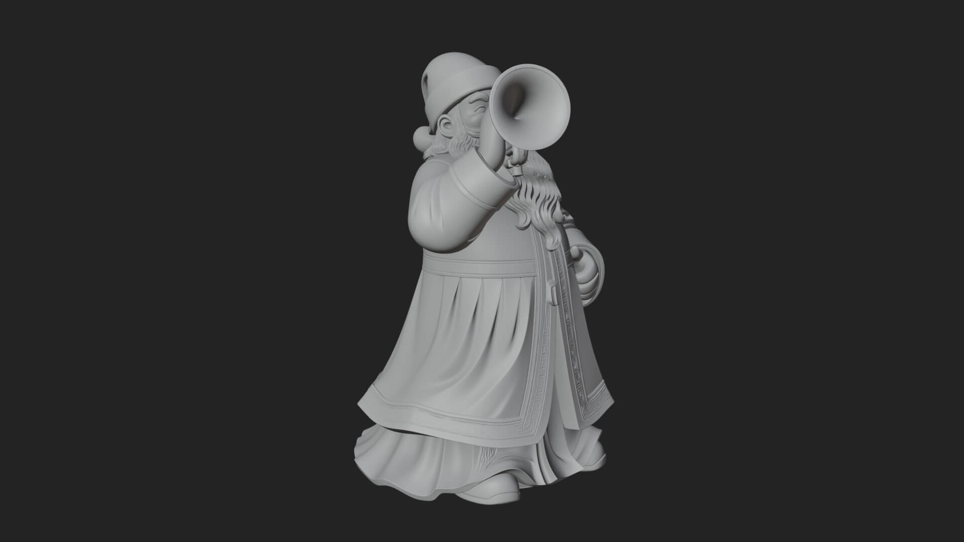 Trumpet Playing Santa Statue Design 2 3D Print Model 3D Model