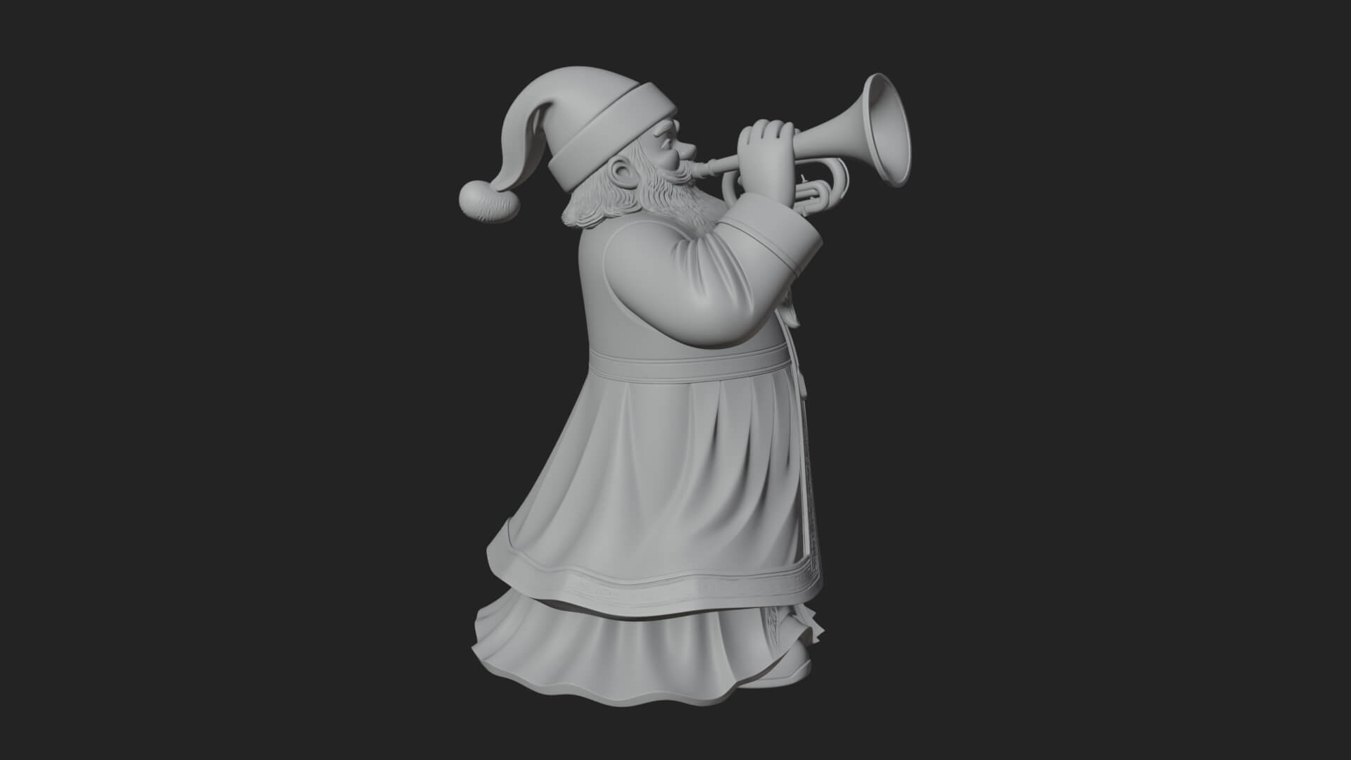 Trumpet Playing Santa Statue Design 2 3D Print Model 3D Model