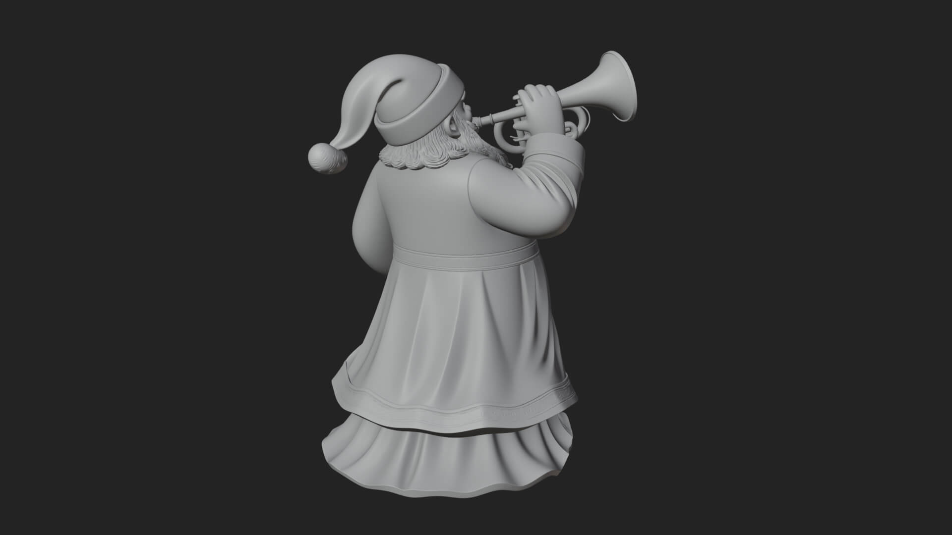 Trumpet Playing Santa Statue Design 2 3D Print Model 3D Model