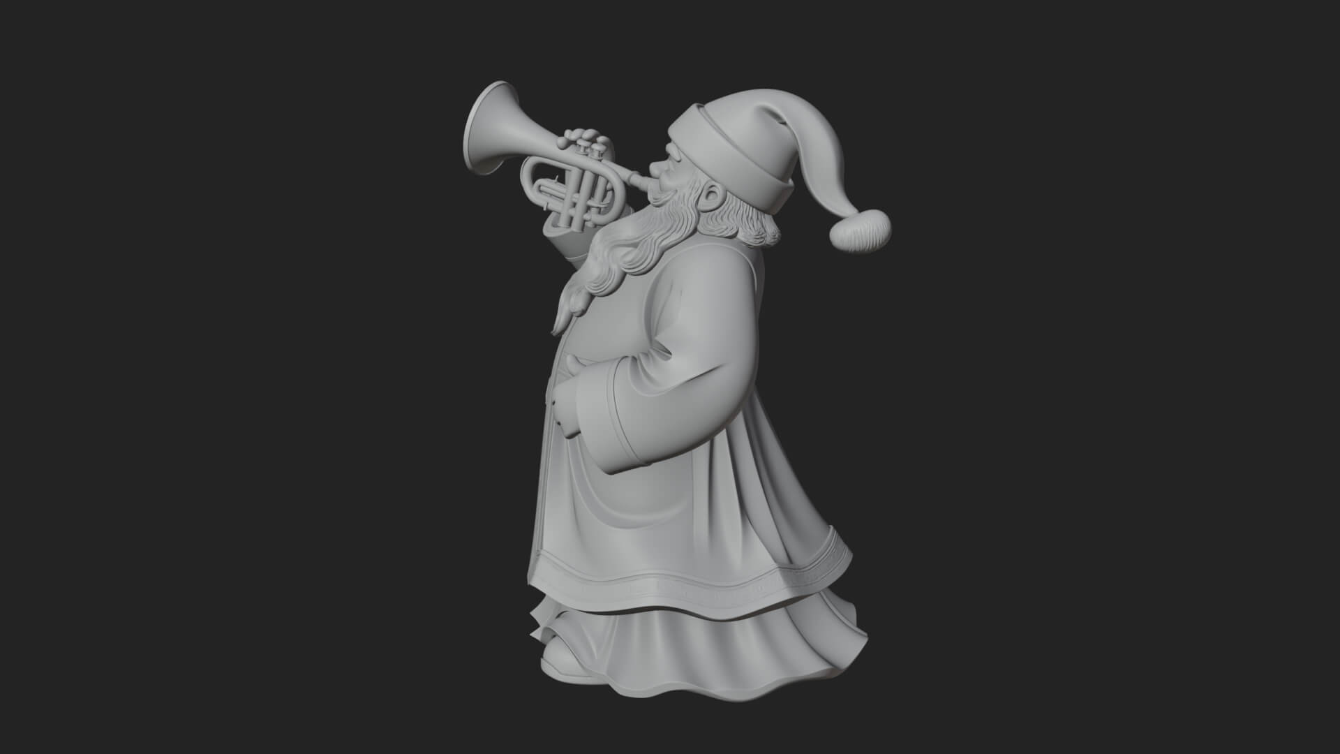 Trumpet Playing Santa Statue Design 2 3D Print Model 3D Model