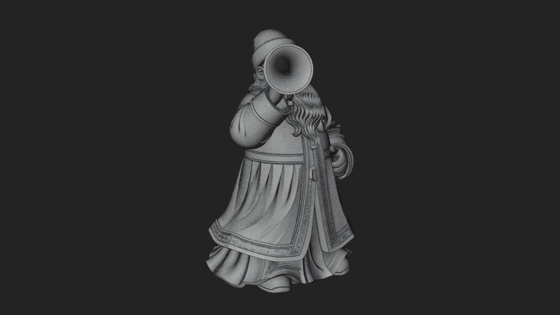 Trumpet Playing Santa Statue Design 2 3D Print Model 3D Model