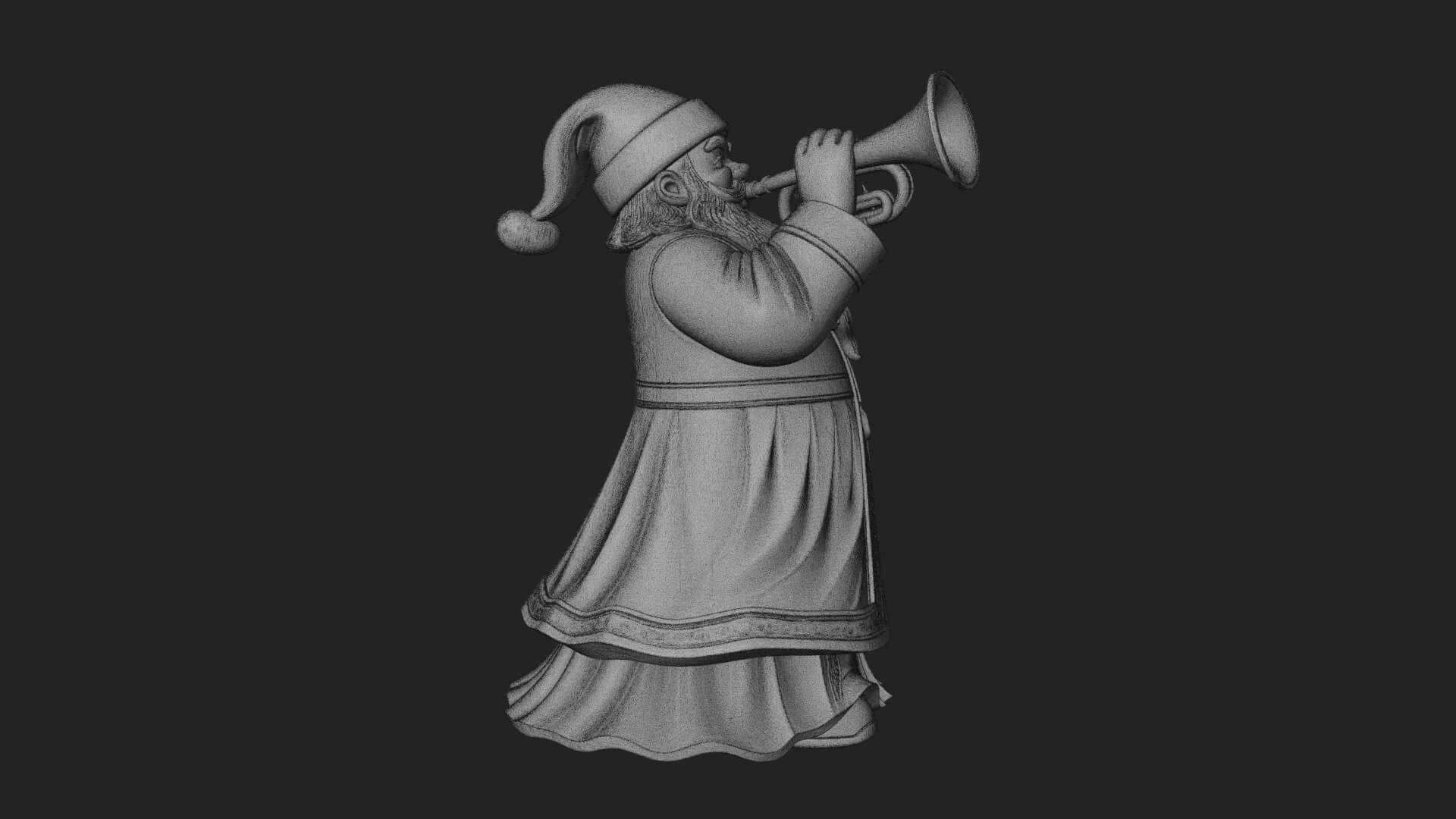 Trumpet Playing Santa Statue Design 2 3D Print Model 3D Model