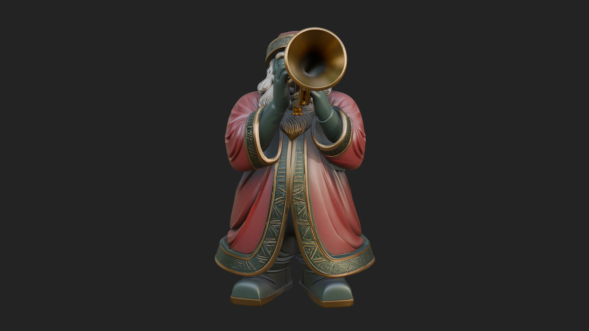 Trumpet Playing Santa Statue Design 3 3D Print Model 3D Model