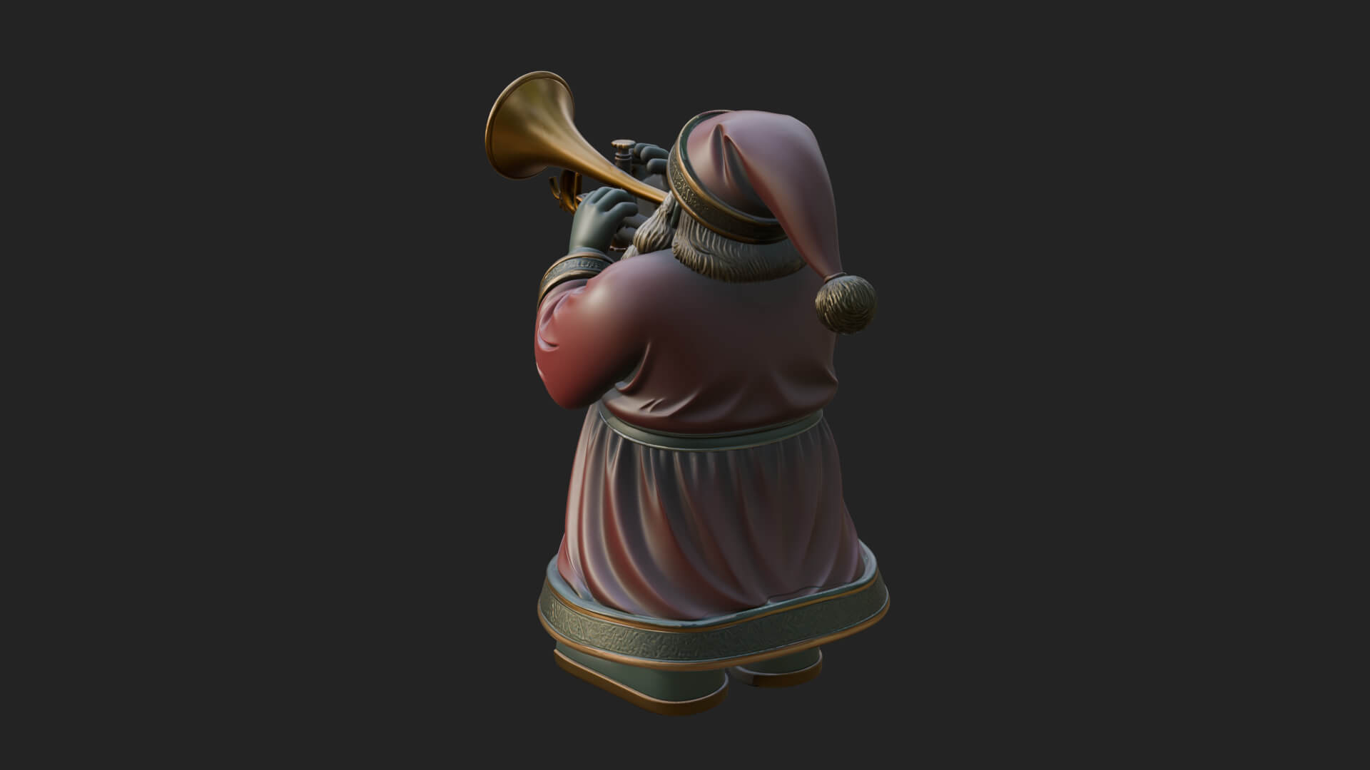 Trumpet Playing Santa Statue Design 3 3D Print Model 3D Model