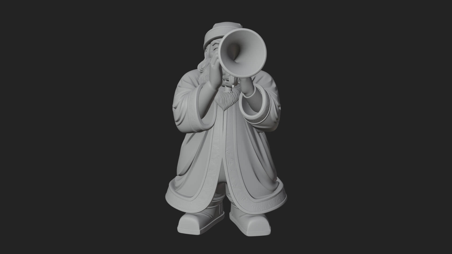 Trumpet Playing Santa Statue Design 3 3D Print Model 3D Model