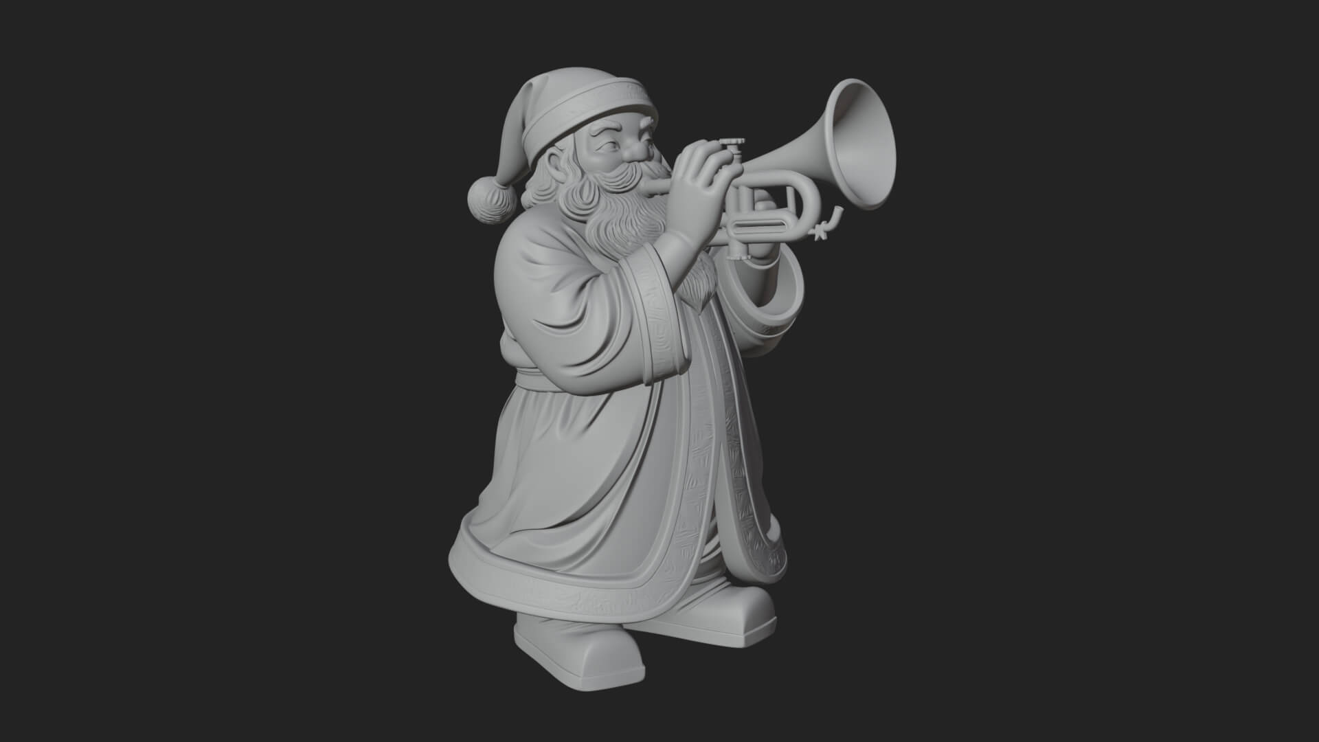 Trumpet Playing Santa Statue Design 3 3D Print Model 3D Model