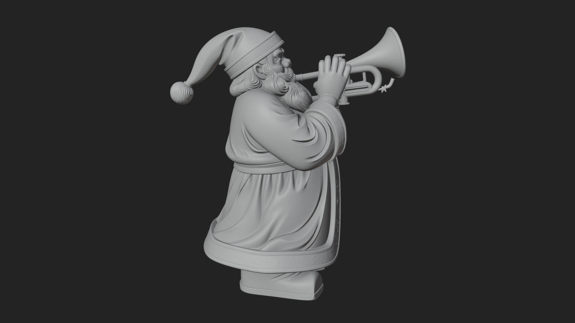 Trumpet Playing Santa Statue Design 3 3D Print Model 3D Model