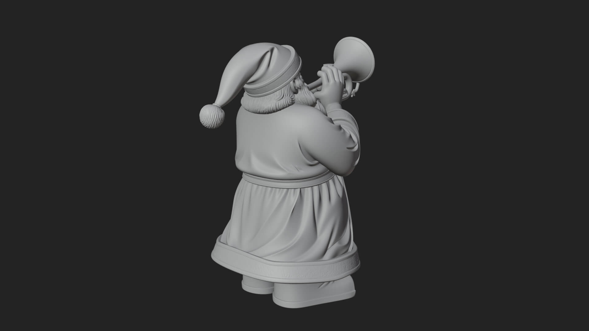 Trumpet Playing Santa Statue Design 3 3D Print Model 3D Model