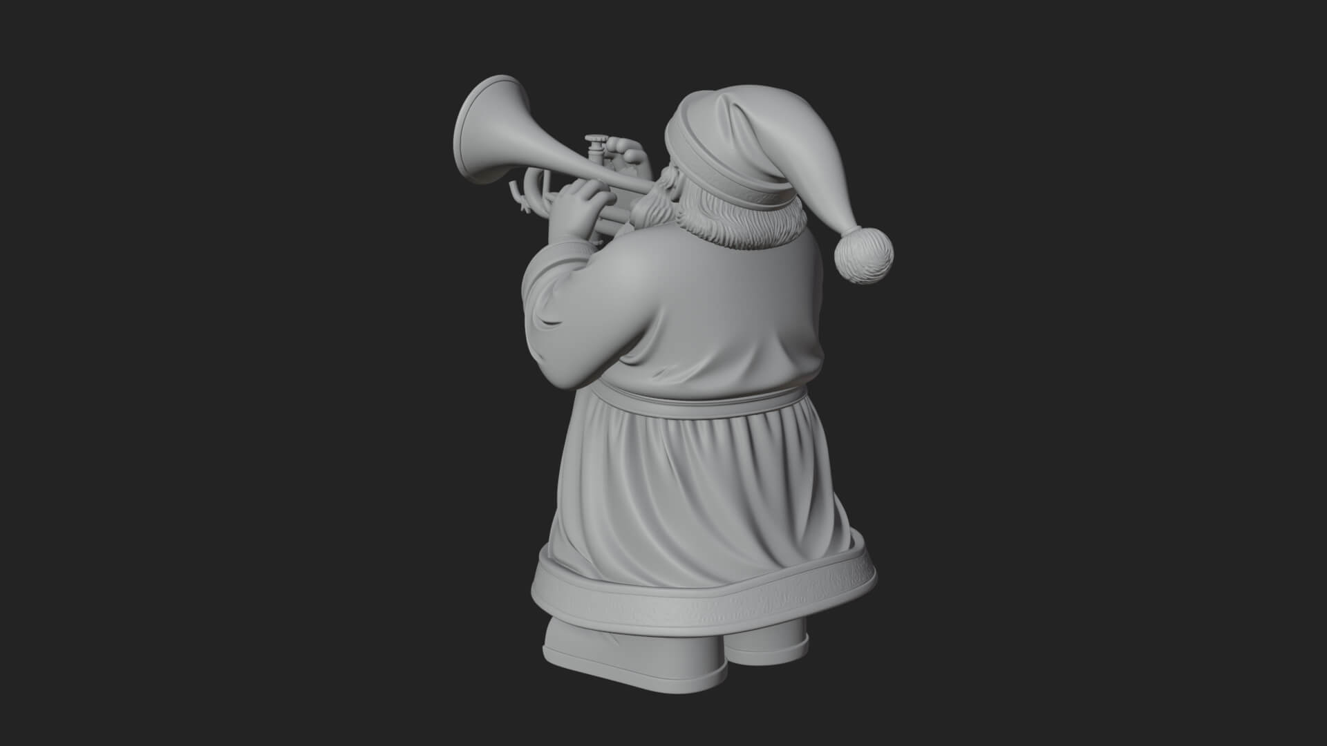 Trumpet Playing Santa Statue Design 3 3D Print Model 3D Model