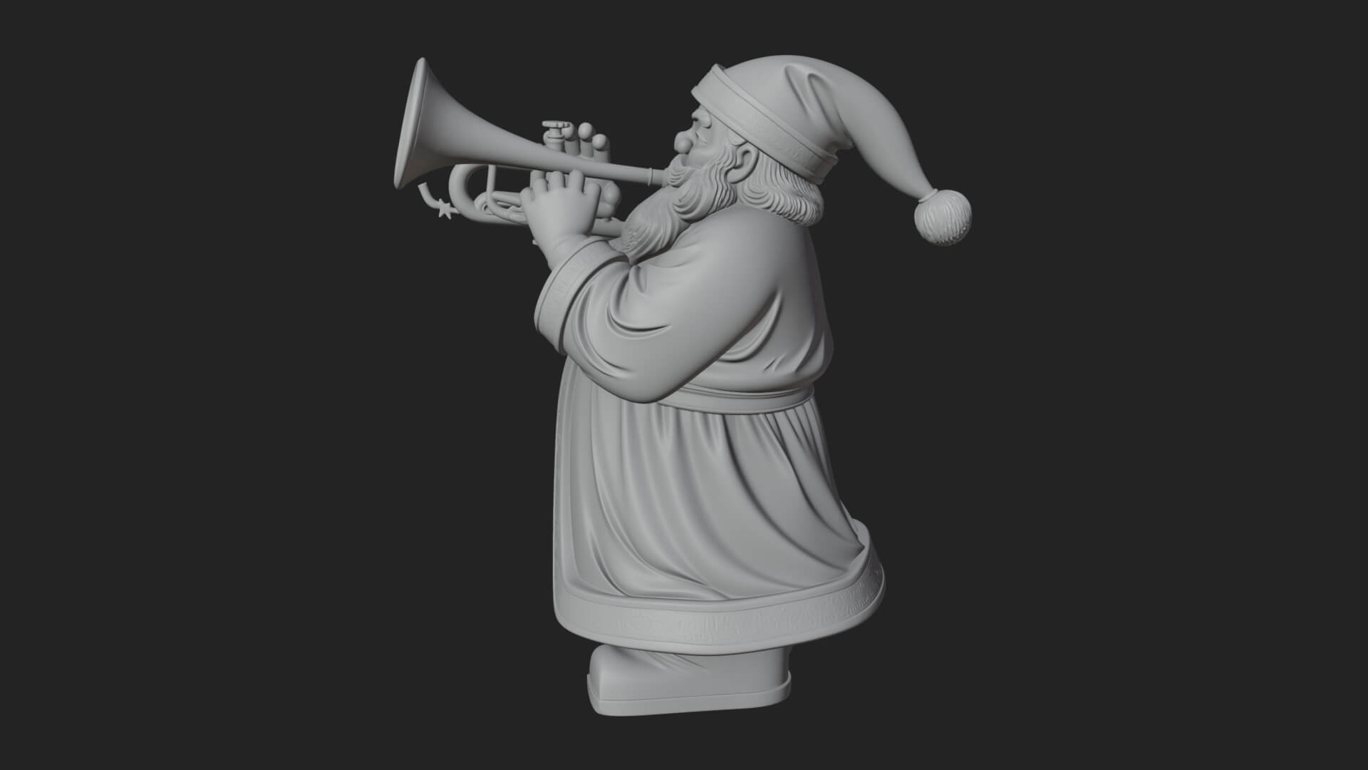 Trumpet Playing Santa Statue Design 3 3D Print Model 3D Model