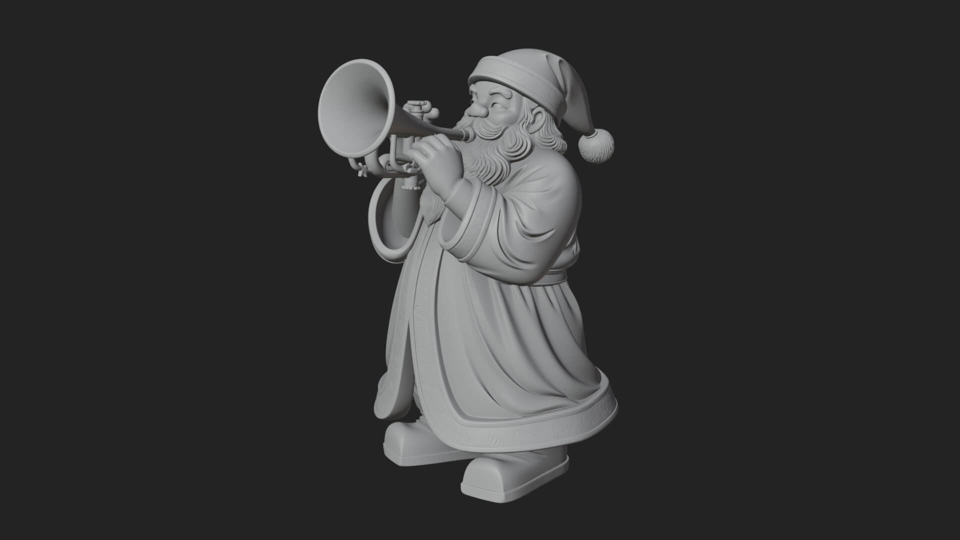 Trumpet Playing Santa Statue Design 3 3D Print Model 3D Model