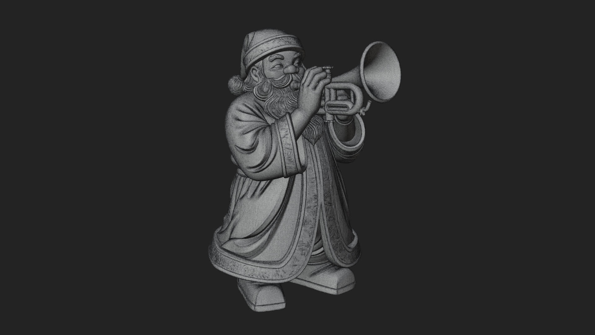 Trumpet Playing Santa Statue Design 3 3D Print Model 3D Model