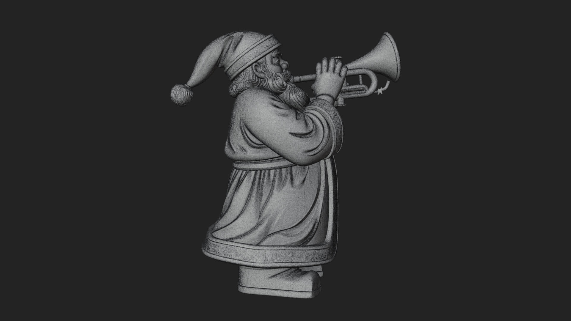 Trumpet Playing Santa Statue Design 3 3D Print Model 3D Model