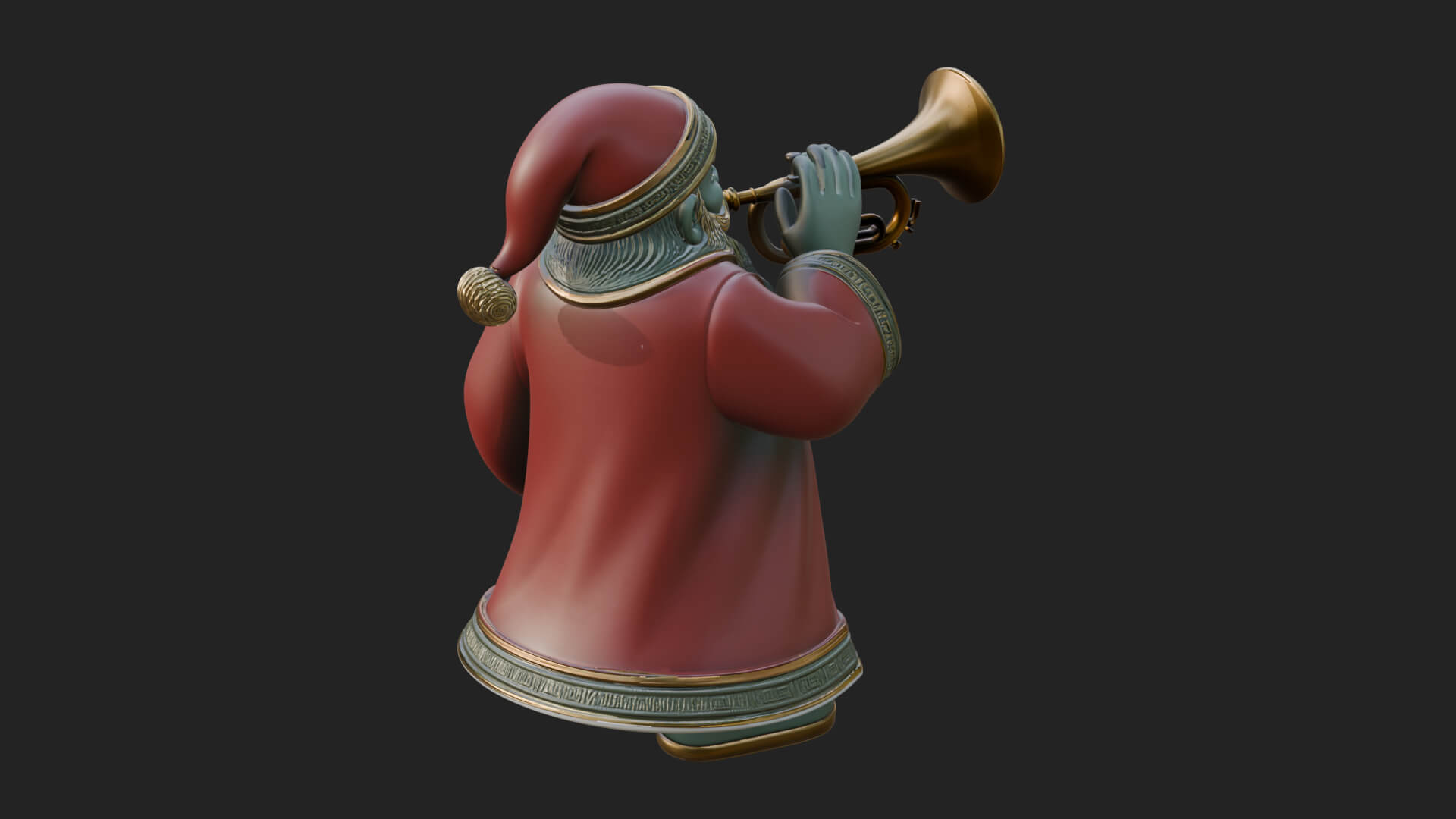 Trumpet Playing Santa Statue Design 4 3D Print Model 3D Model