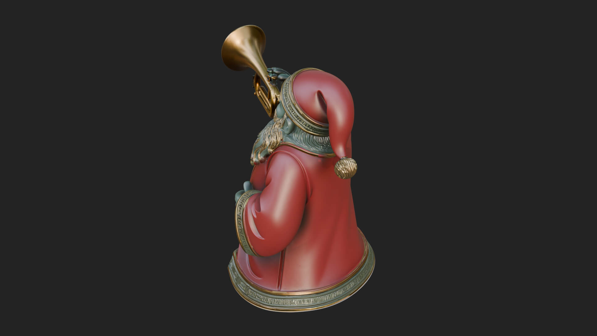 Trumpet Playing Santa Statue Design 4 3D Print Model 3D Model