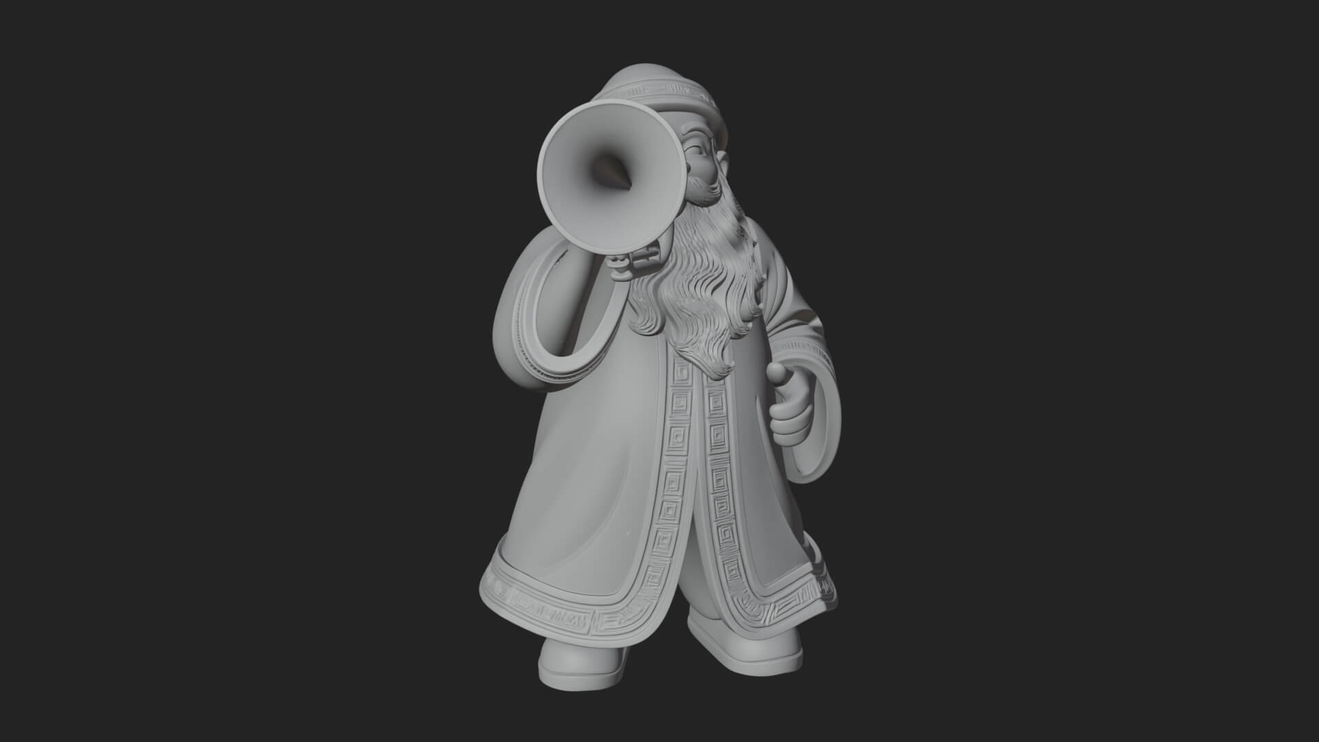 Trumpet Playing Santa Statue Design 4 3D Print Model 3D Model