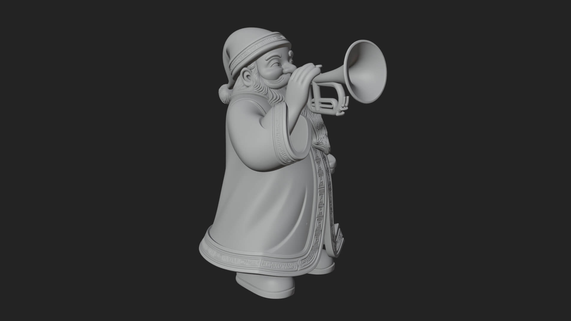 Trumpet Playing Santa Statue Design 4 3D Print Model 3D Model