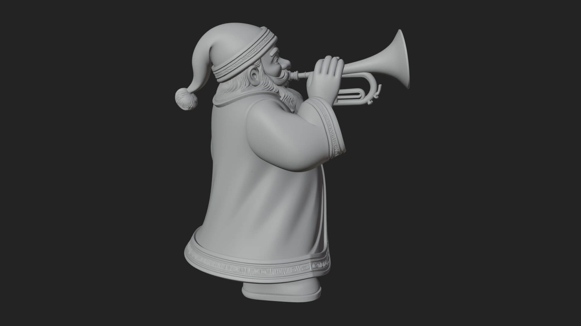 Trumpet Playing Santa Statue Design 4 3D Print Model 3D Model