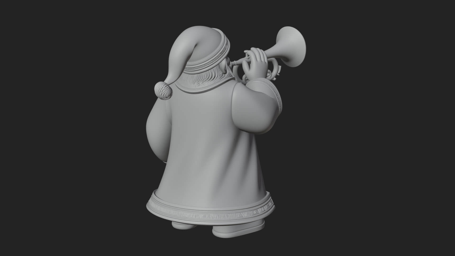 Trumpet Playing Santa Statue Design 4 3D Print Model 3D Model