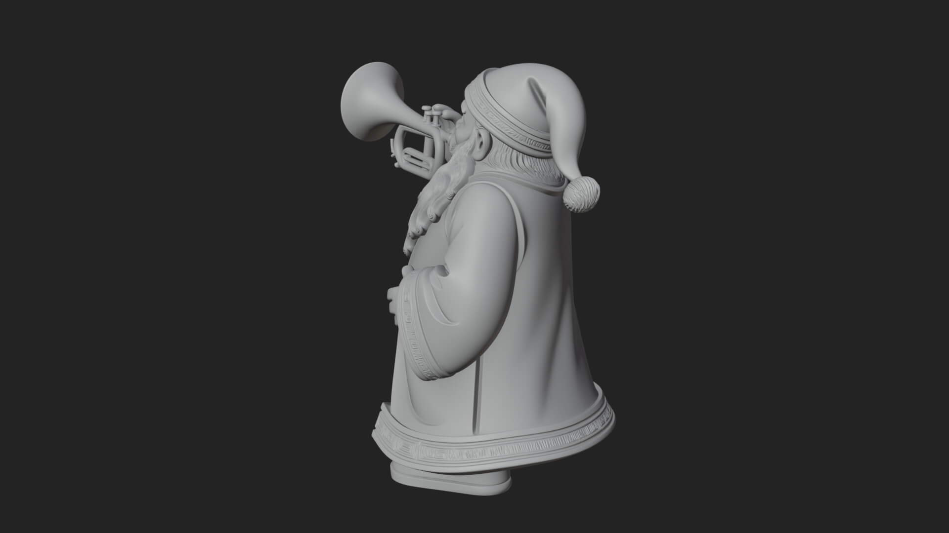 Trumpet Playing Santa Statue Design 4 3D Print Model 3D Model