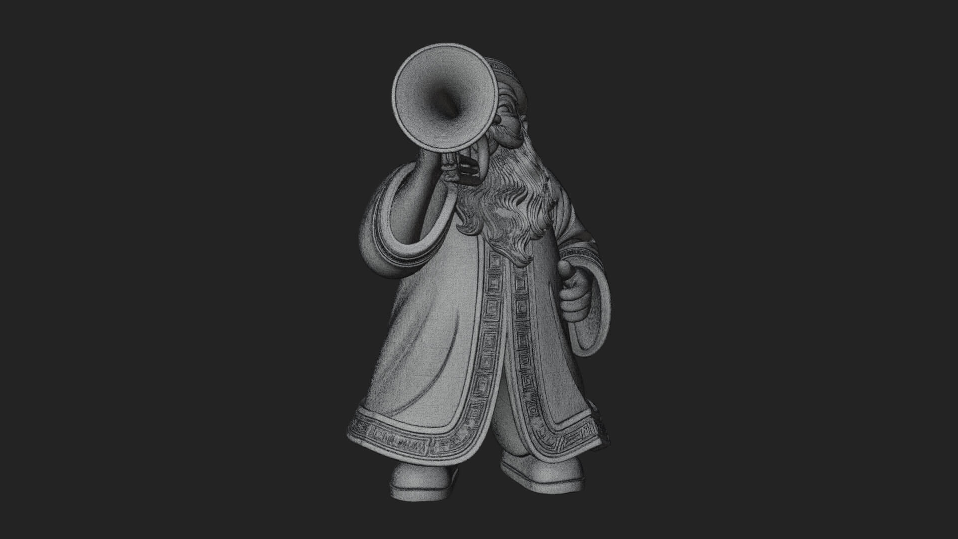 Trumpet Playing Santa Statue Design 4 3D Print Model 3D Model