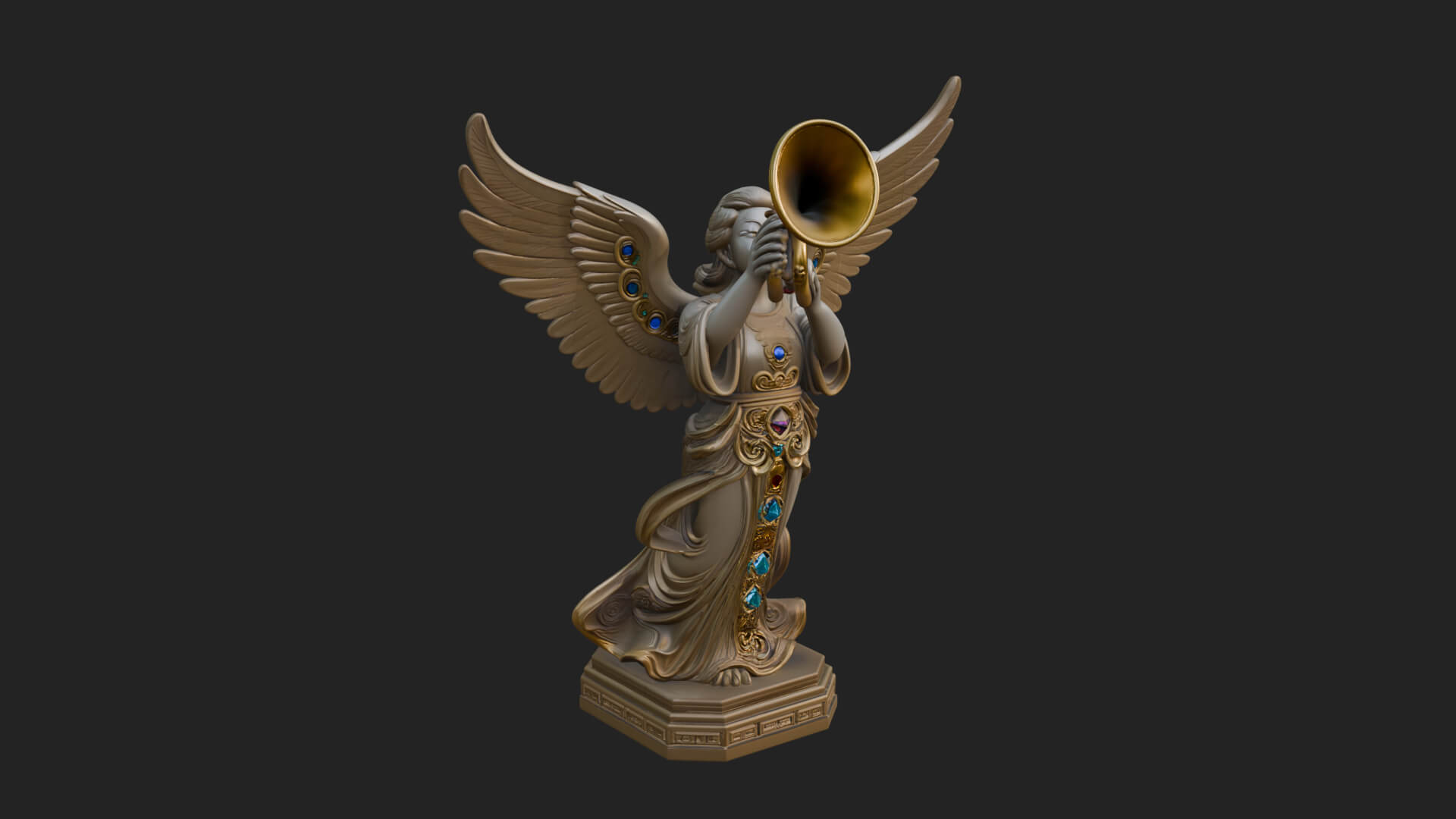 Trumpeting Angel Statue Design 1 3D Print Model 3D Model