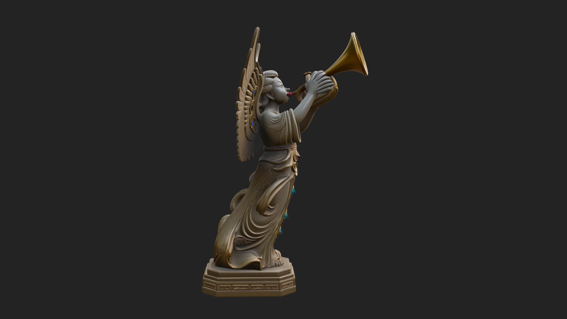 Trumpeting Angel Statue Design 1 3D Print Model 3D Model