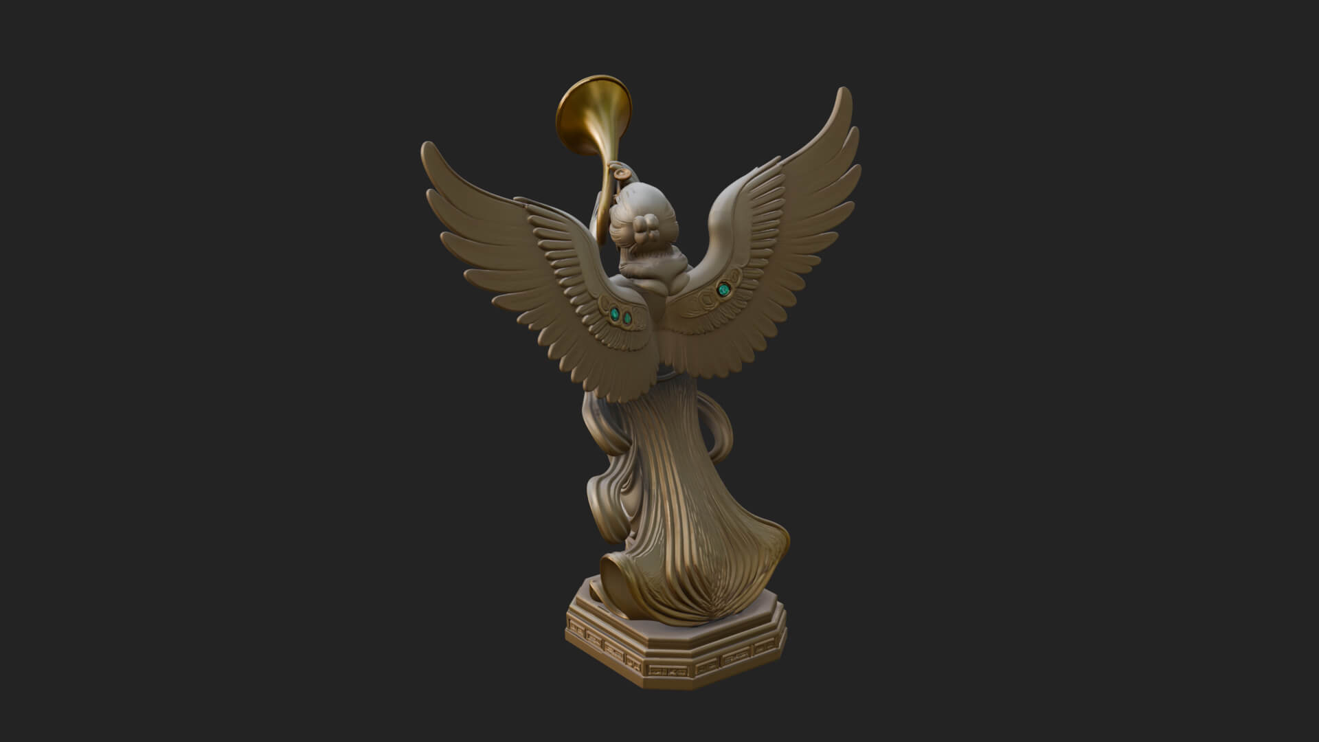 Trumpeting Angel Statue Design 1 3D Print Model 3D Model