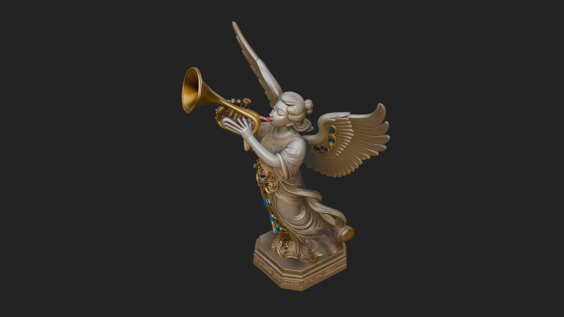 Trumpeting Angel Statue Design 1 3D Print Model 3D Model