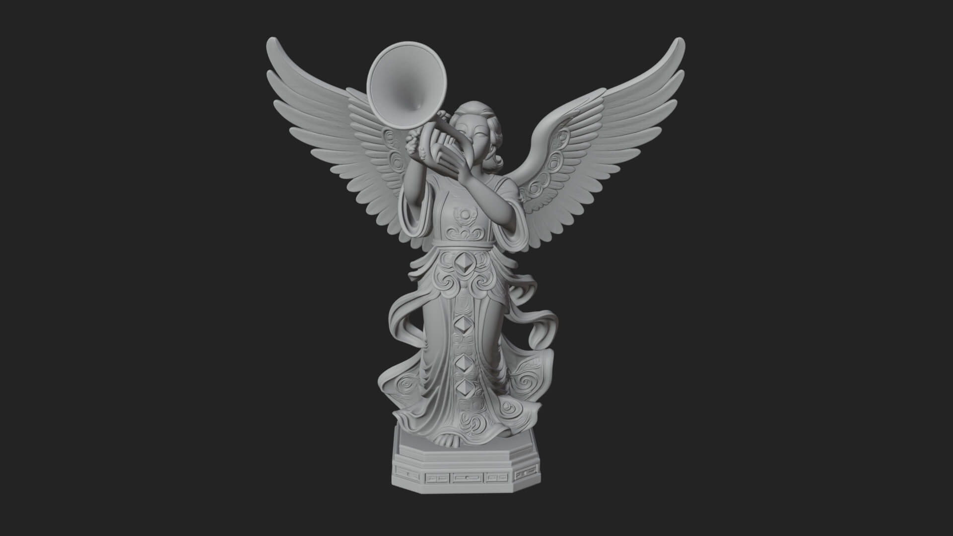 Trumpeting Angel Statue Design 1 3D Print Model 3D Model