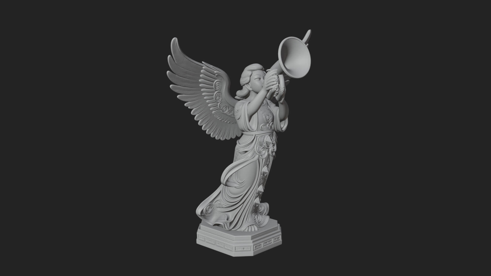 Trumpeting Angel Statue Design 1 3D Print Model 3D Model