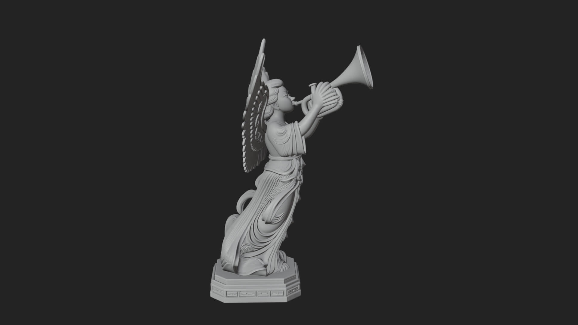 Trumpeting Angel Statue Design 1 3D Print Model 3D Model
