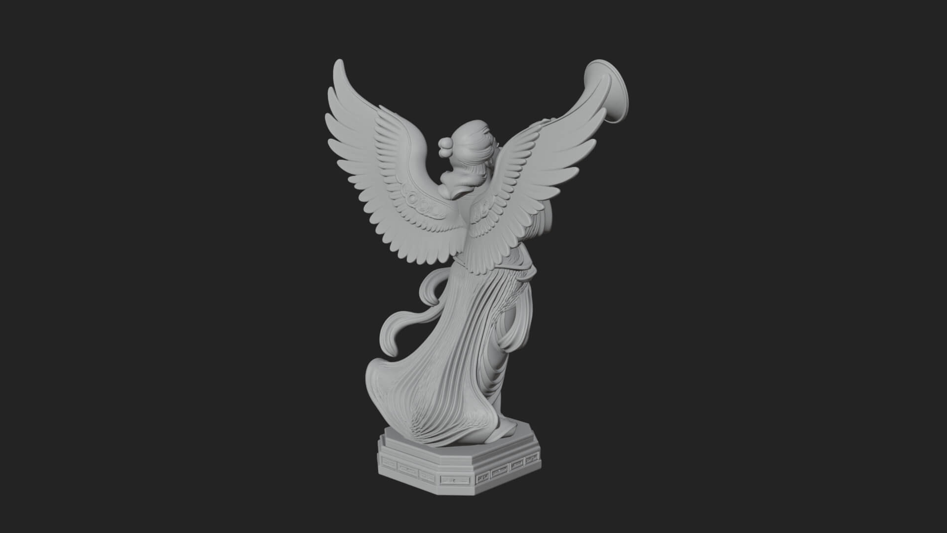 Trumpeting Angel Statue Design 1 3D Print Model 3D Model