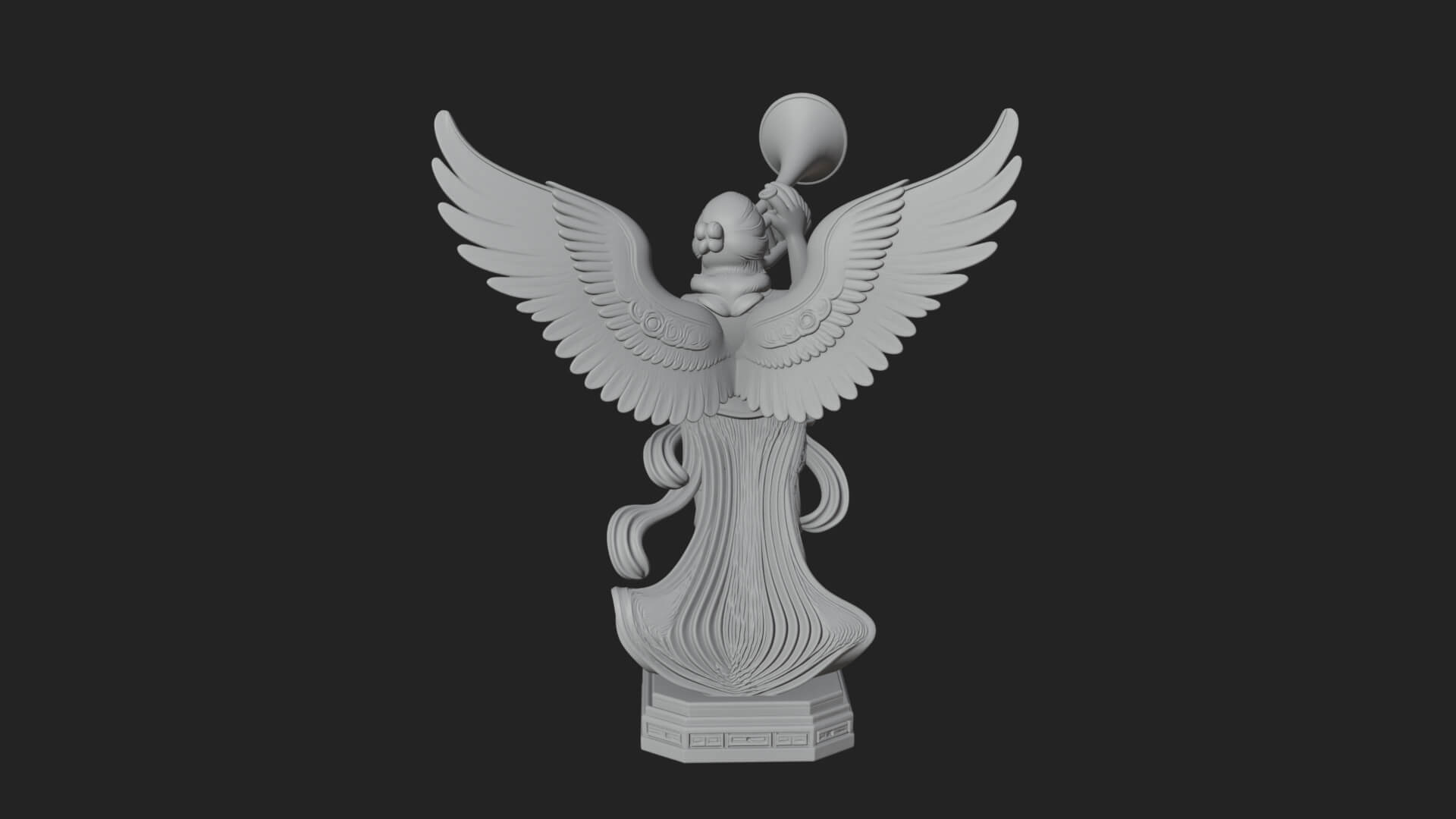 Trumpeting Angel Statue Design 1 3D Print Model 3D Model