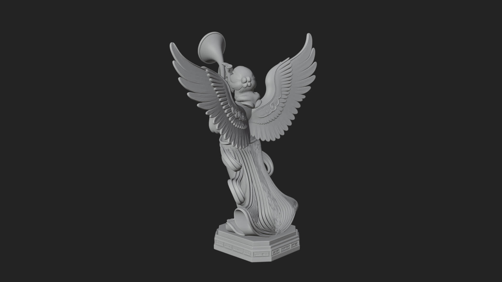 Trumpeting Angel Statue Design 1 3D Print Model 3D Model