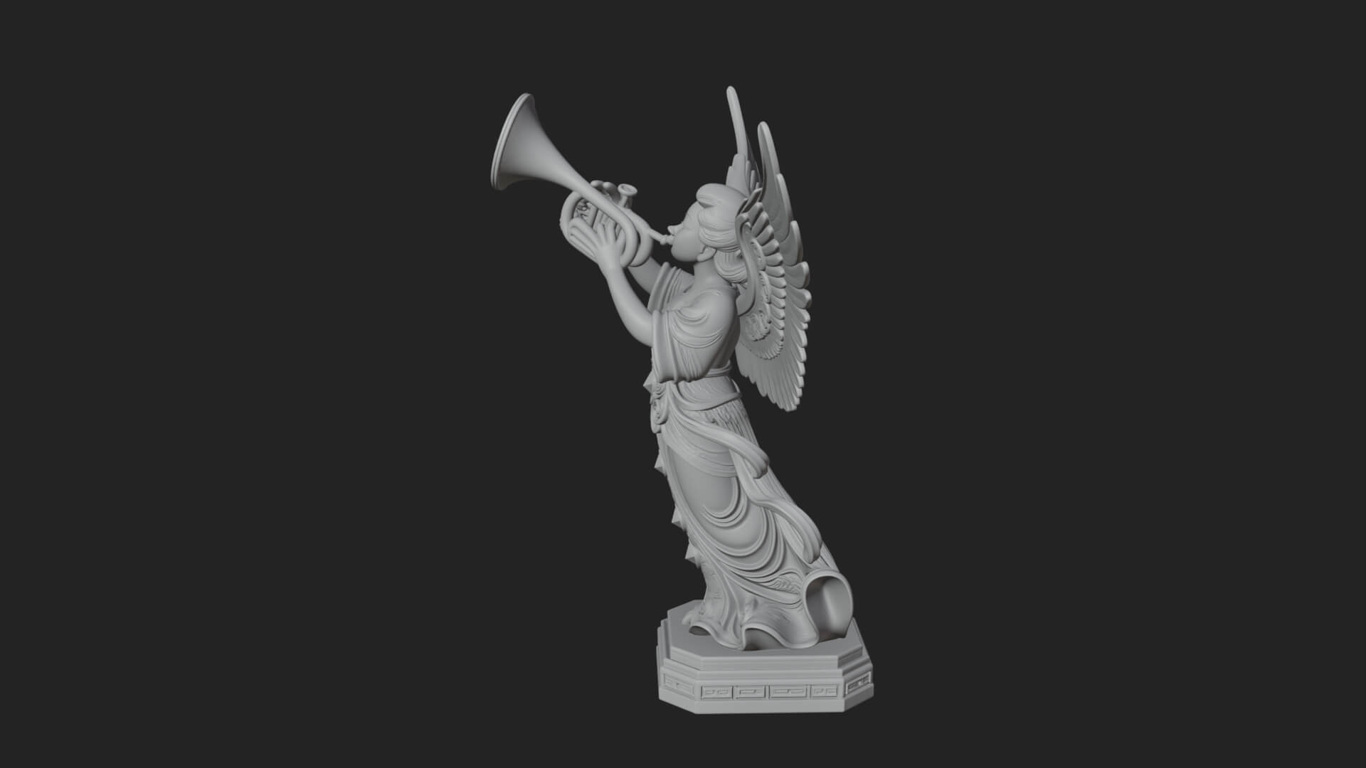 Trumpeting Angel Statue Design 1 3D Print Model 3D Model