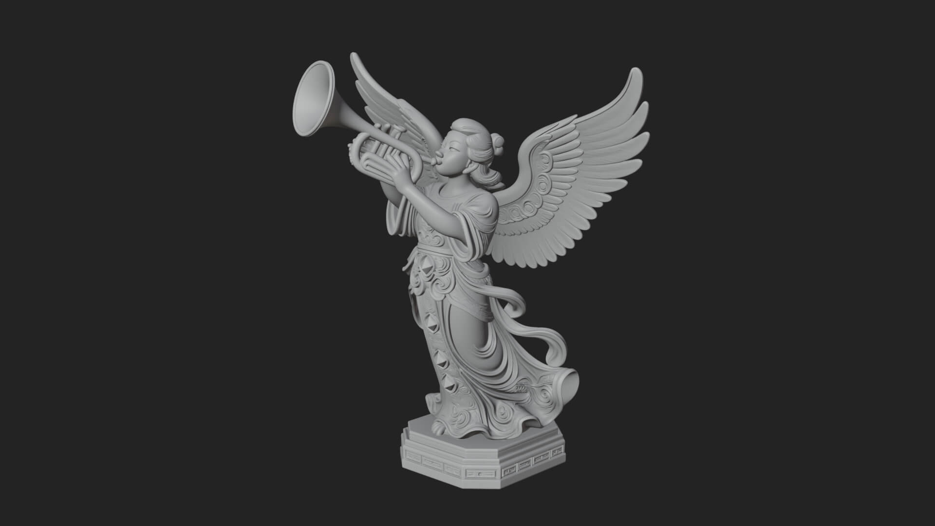 Trumpeting Angel Statue Design 1 3D Print Model 3D Model