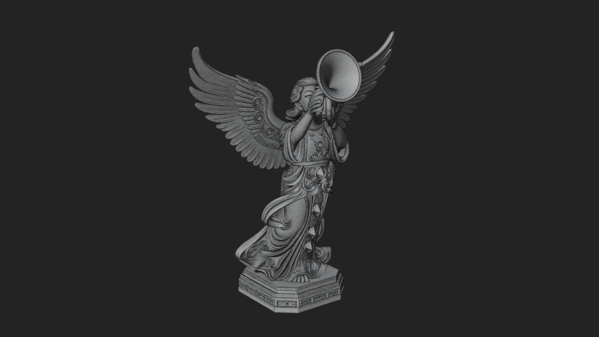Trumpeting Angel Statue Design 1 3D Print Model 3D Model