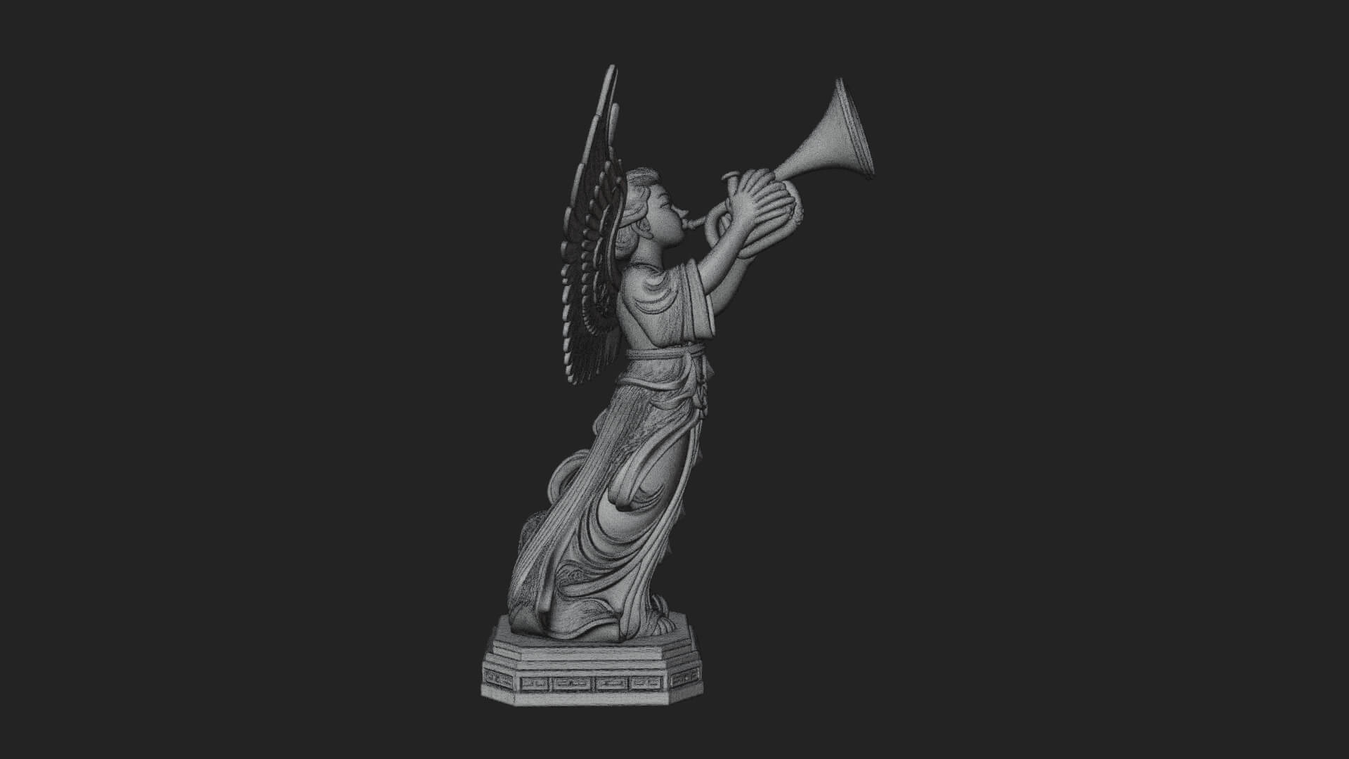 Trumpeting Angel Statue Design 1 3D Print Model 3D Model