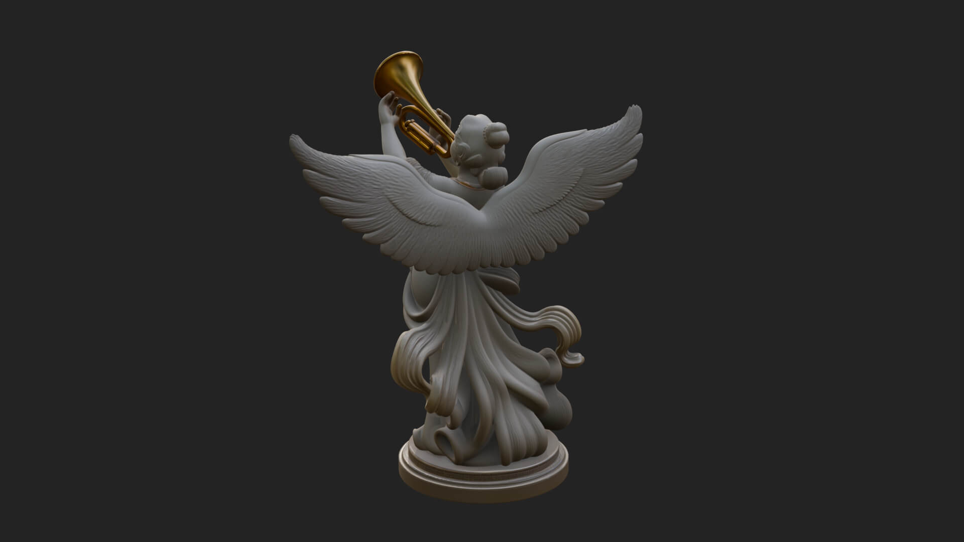Trumpeting Angel Statue Design 2 3D Print Model 3D Model