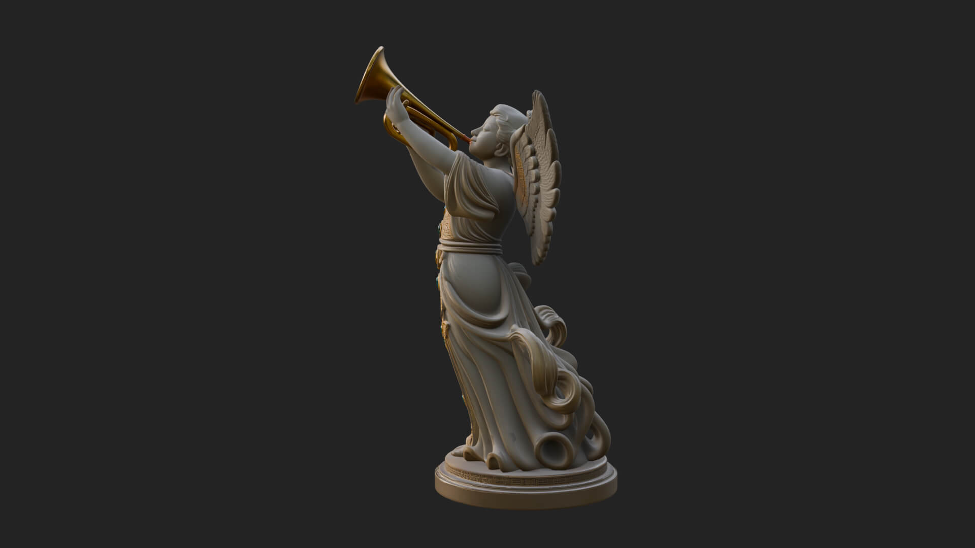 Trumpeting Angel Statue Design 2 3D Print Model 3D Model